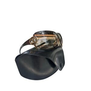 Chanel Brown & Gold Sunglasses with Case